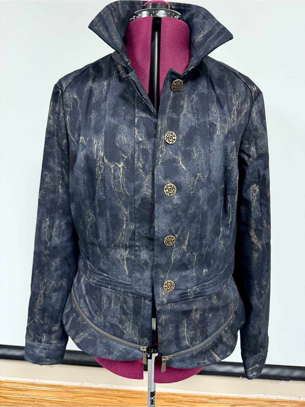 Doncaster collection Jacket with Gold Metallic Veining and Decorative Buttons